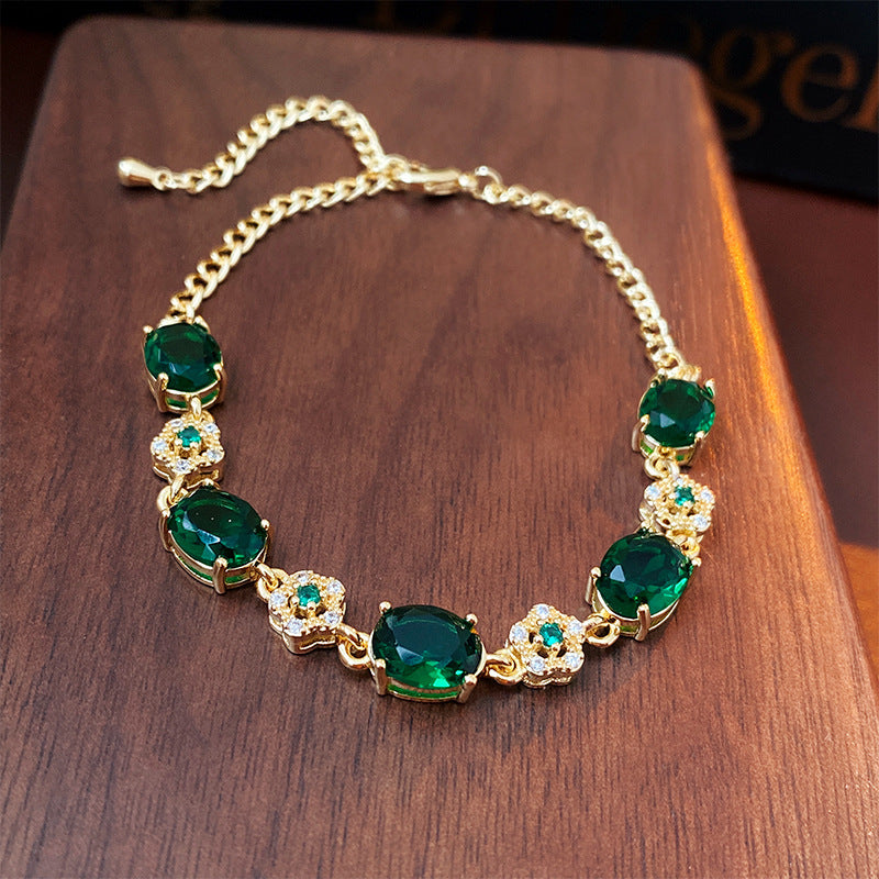 Luxury Elegant Geometric Alloy Plated Bracelet with Cubic Zirconia for Women