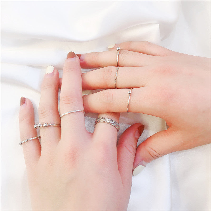 Set di anelli da donna bohémien vintage in lega, a doppio strato, con motivo geometrico a rombi e croci, placcati