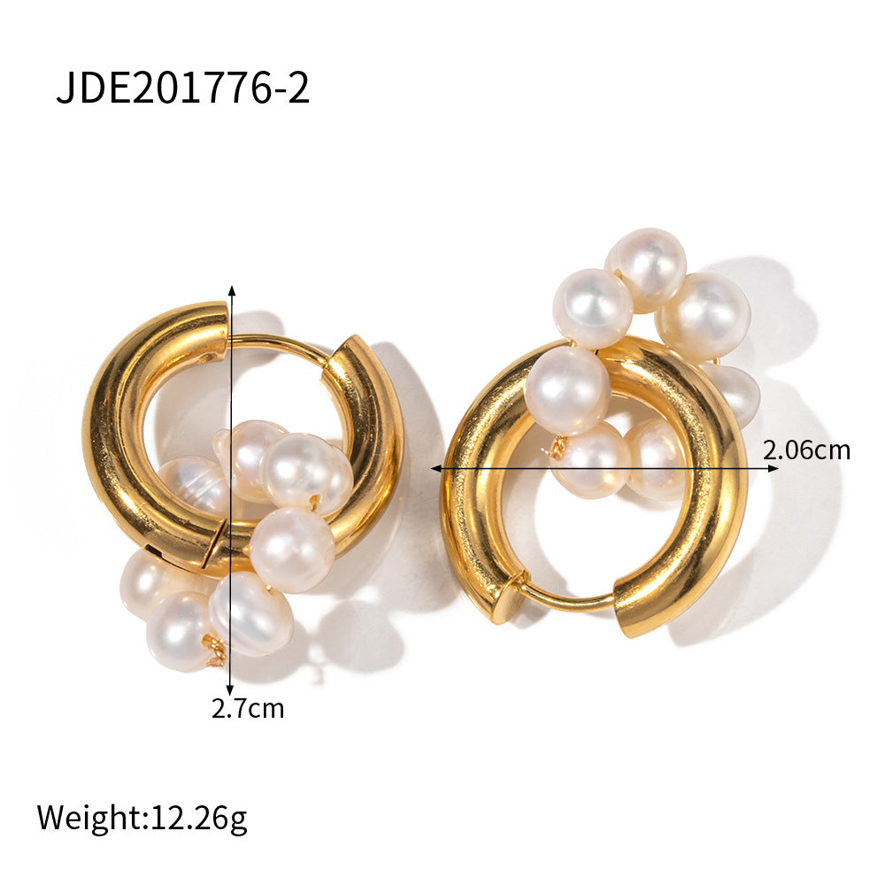 Pendientes geométricos de acero inoxidable con acabado chapado para mujer, elegantes, de lujo, joyería para la oreja