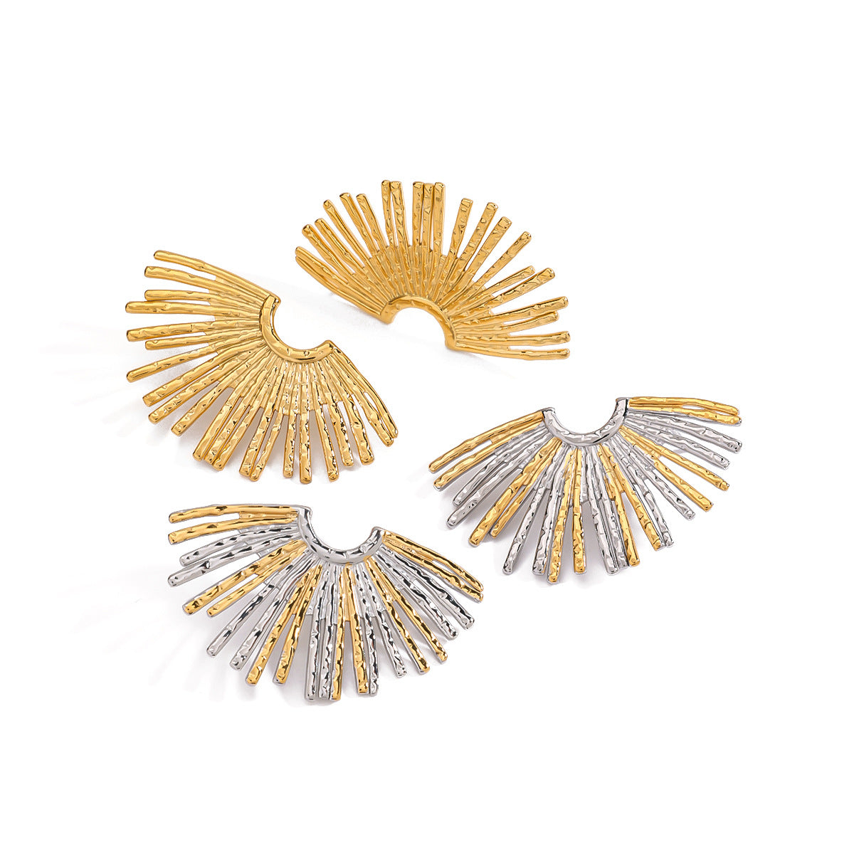 Pendientes minimalistas de acero inoxidable con forma de girasol, incrustaciones de diamantes de imitación, postes hipoalergénicos de acero de titanio, acabado chapado antideslustre