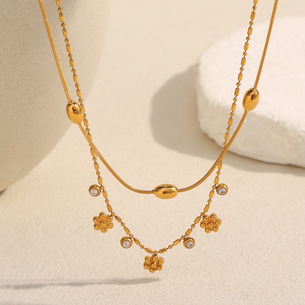 Minimalist Geometric Stainless Steel Plated 18K Gold Fine Chain Tassel Pendant Necklace for Women