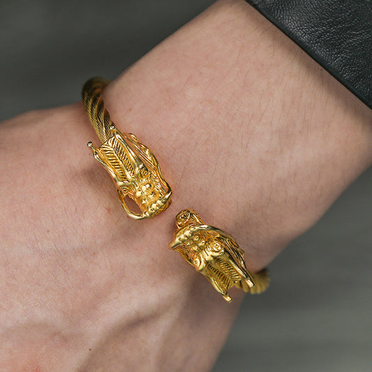 Dragon Animal Shaped Plated Titanium Steel Bracelet Set for Unisex