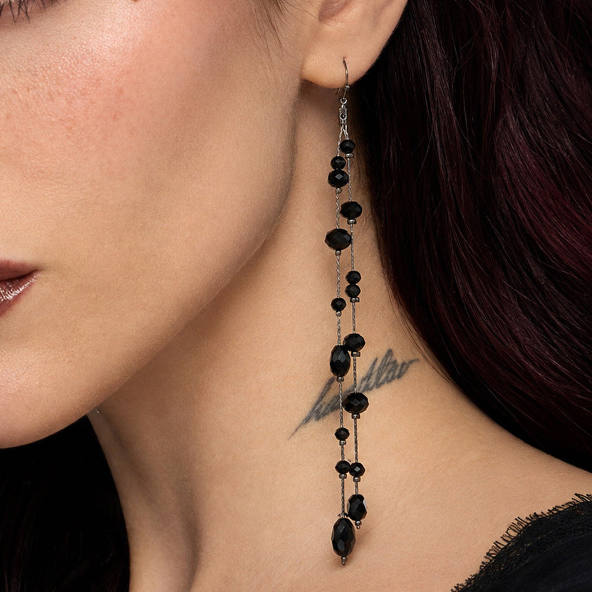 Gothic Sweet Drip Oil Plated Teardrop Crystal Earrings for Women