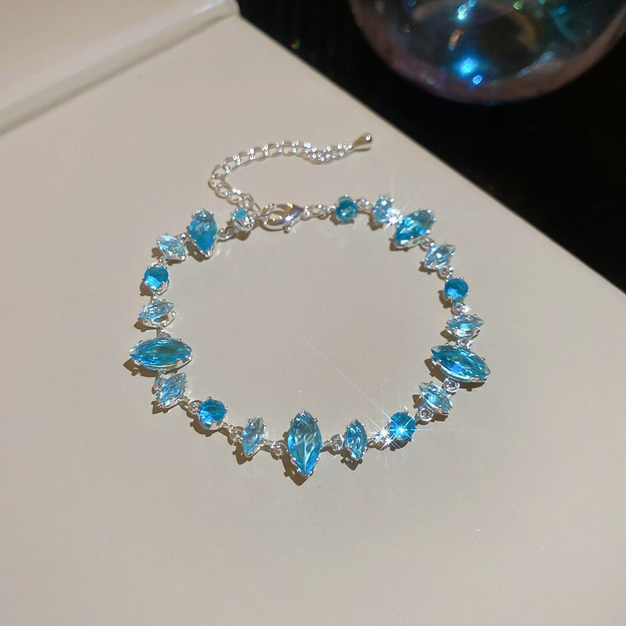 Luxury Elegant Brass Plated Crystal Cubic Zirconia Beaded Bracelet for Women