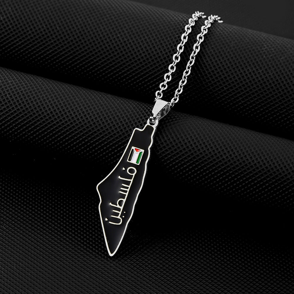 Collar de dije geométrico vintage de acero inoxidable con acabado esmaltado y cadena tipo O para unisex
