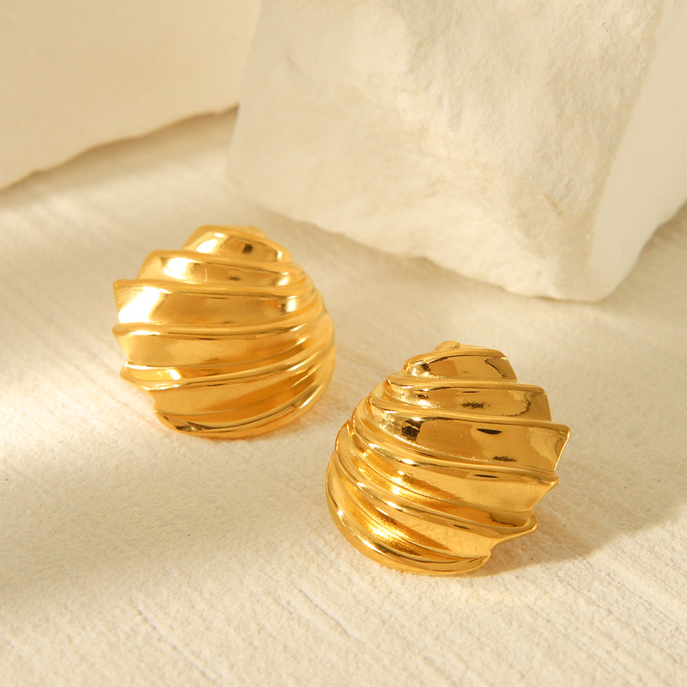 Ins Style Minimalist 18K Gold Plated Stainless Steel Geometric Irregular Twist Thread Earrings for Women