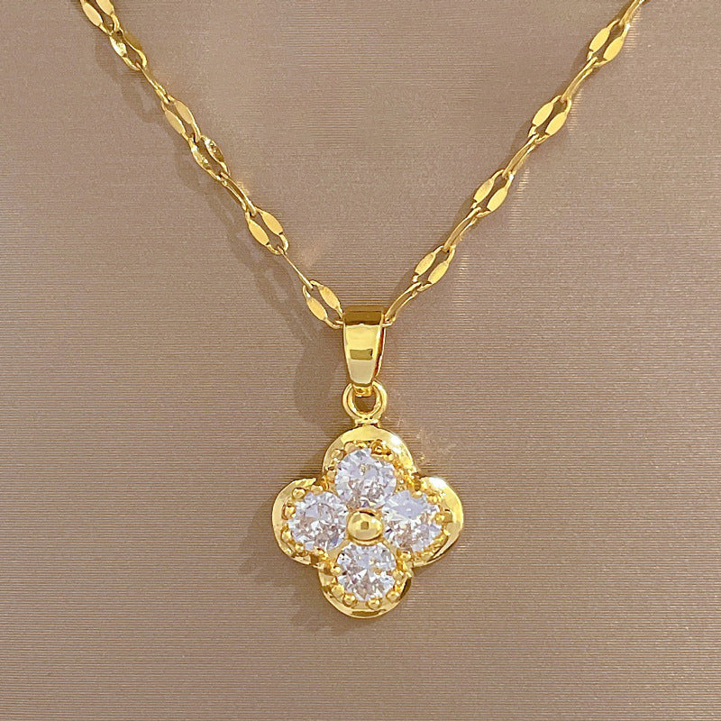 Set di collana e orecchini in acciaio al titanio, lusso, dolce, geometrico