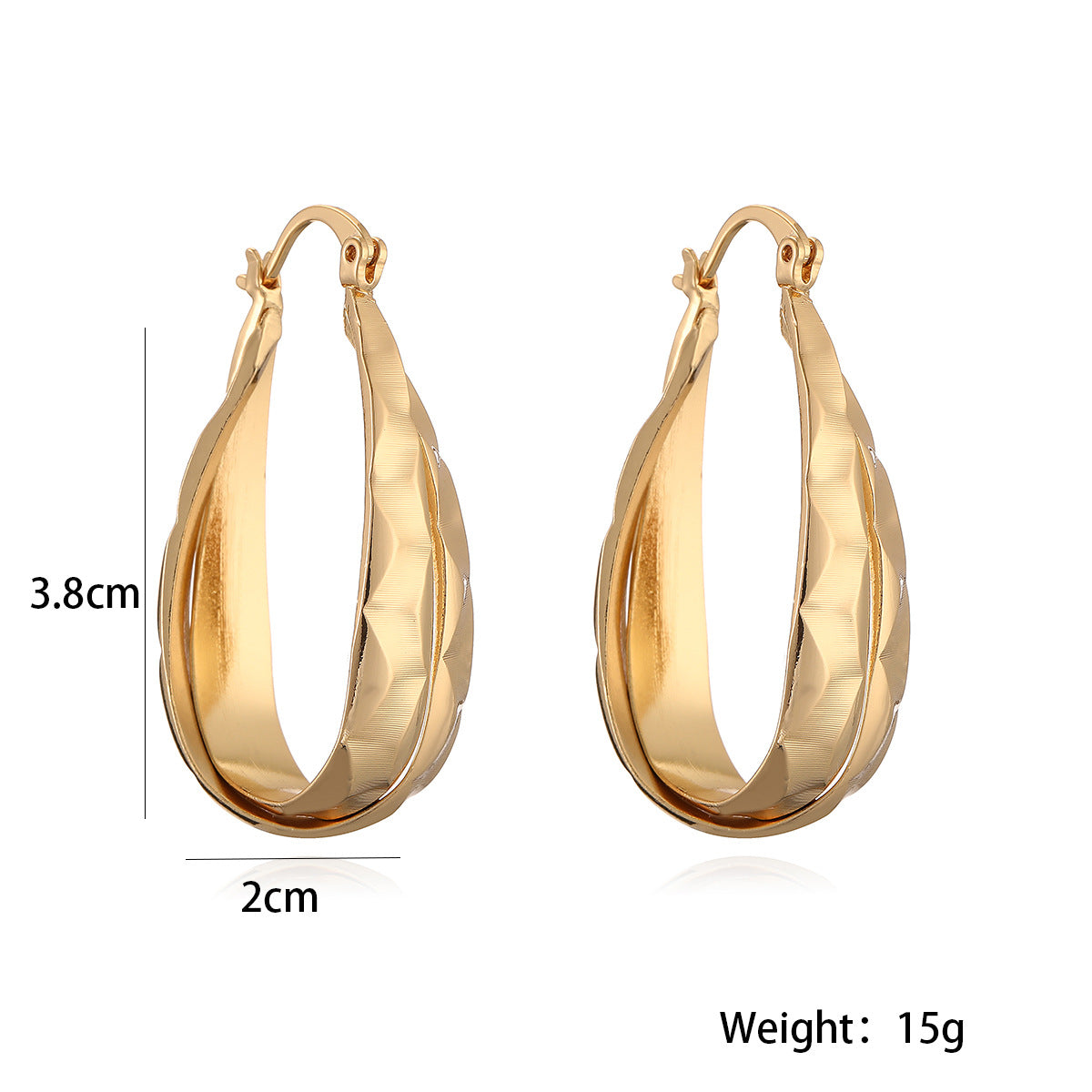 Minimalist Vintage Geometric Hoop Earrings for Women in Brass with Gold Plating Irregular Design