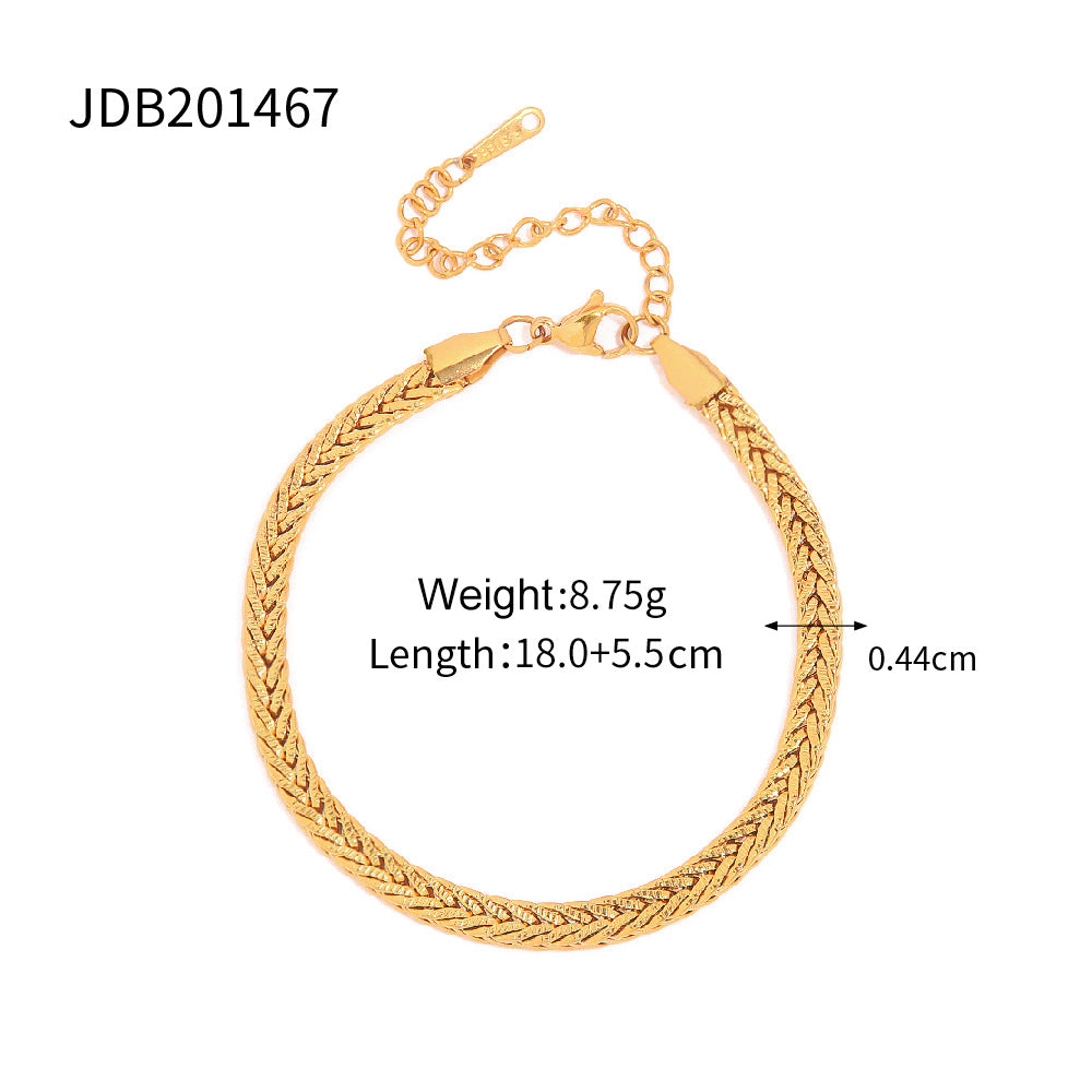 Vintage Geometric Plated Stainless Steel Cuban Link Chain Bracelet for Women