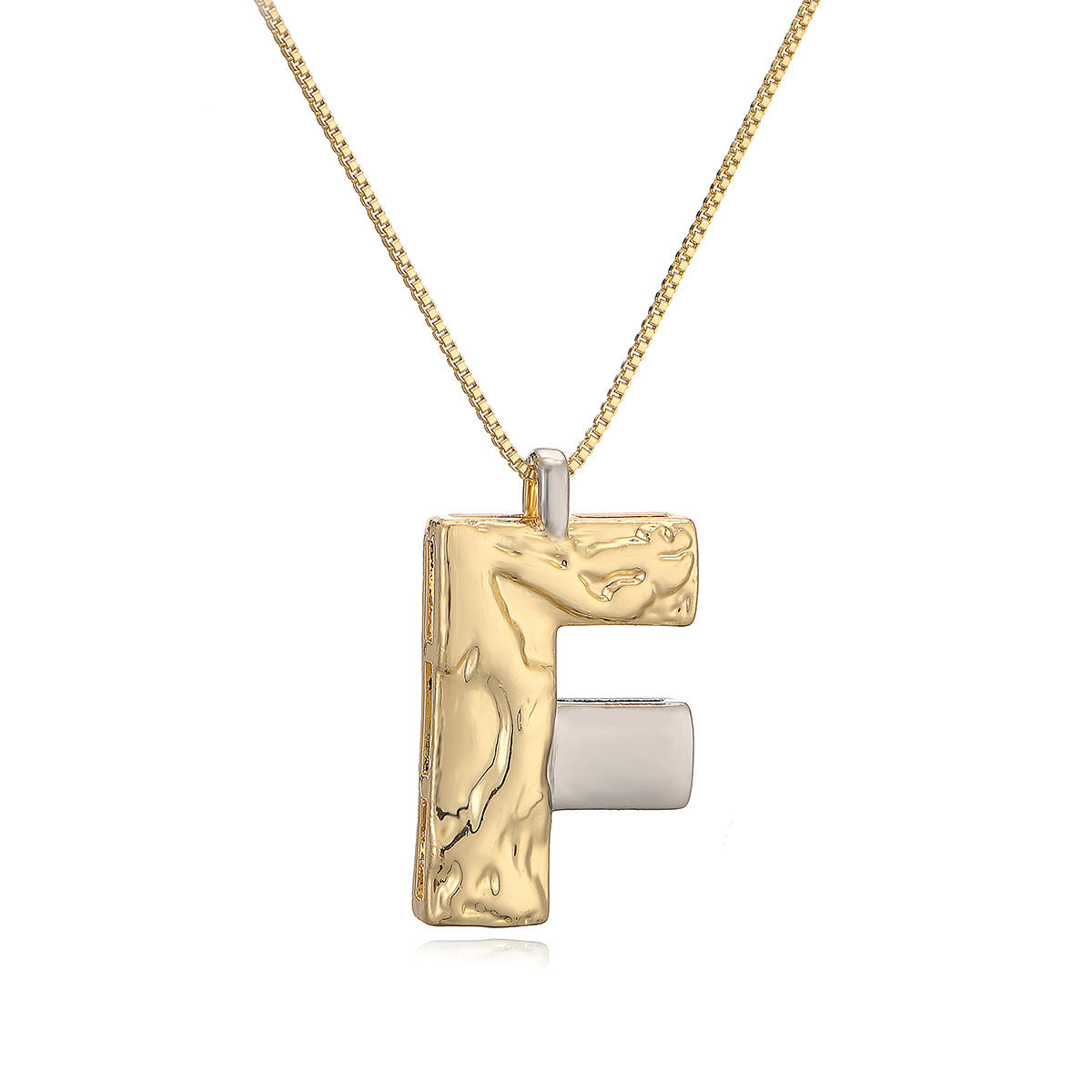 Collana con ciondolo a lettera in rame placcato oro geometrico minimalista da donna