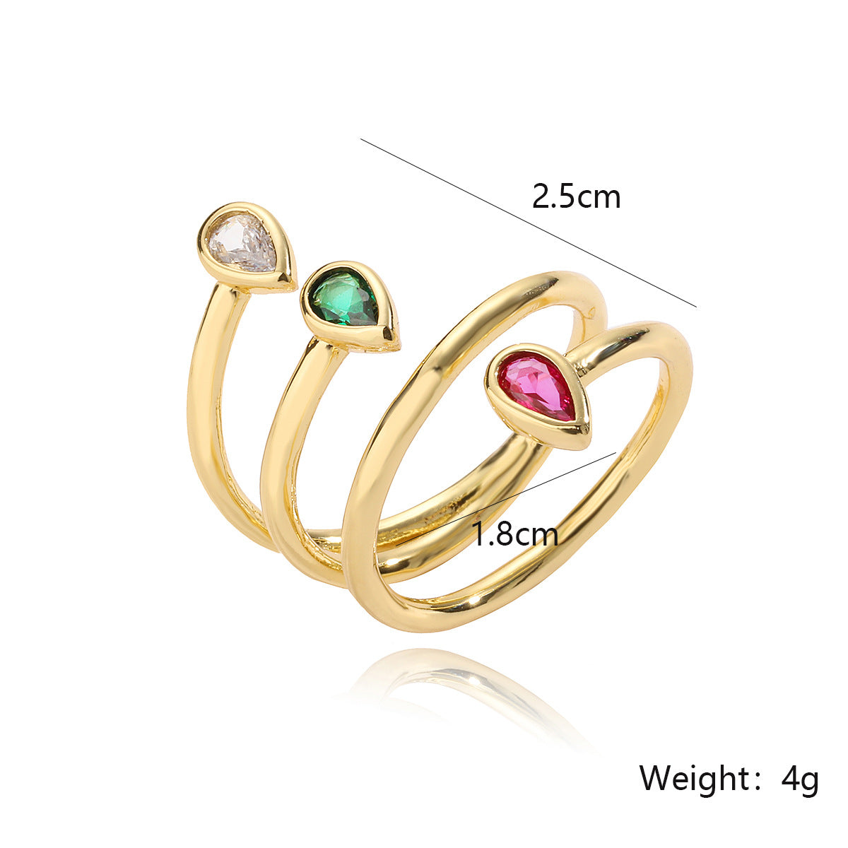 Minimalist 18K Gold Plated Brass Geometric Heart Ring with Cubic Zirconia for Women