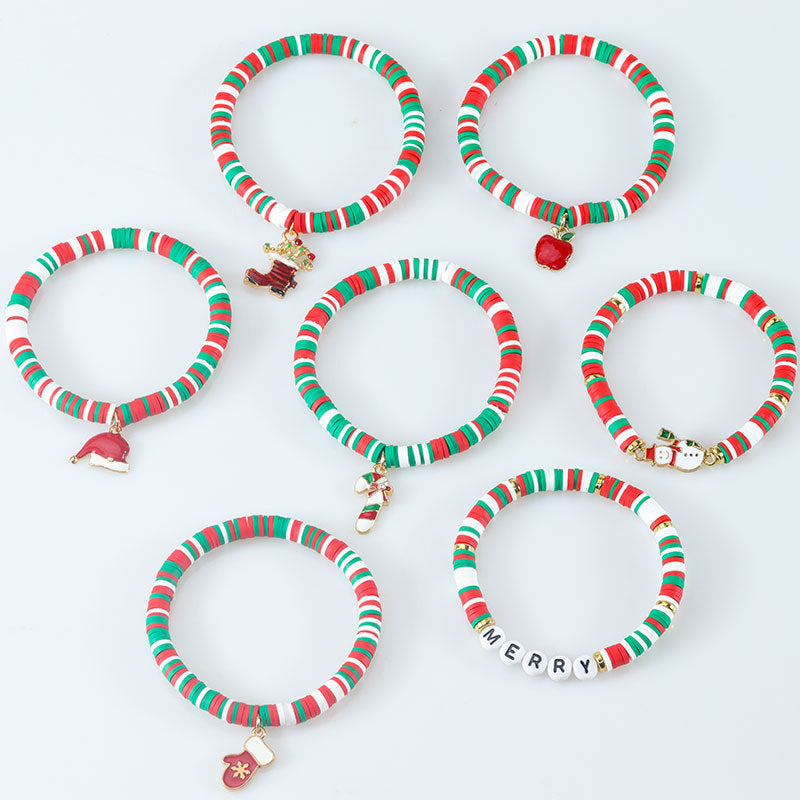 Christmas Letter Alloy Charm Bar Bracelet Unisex DIY Handmade