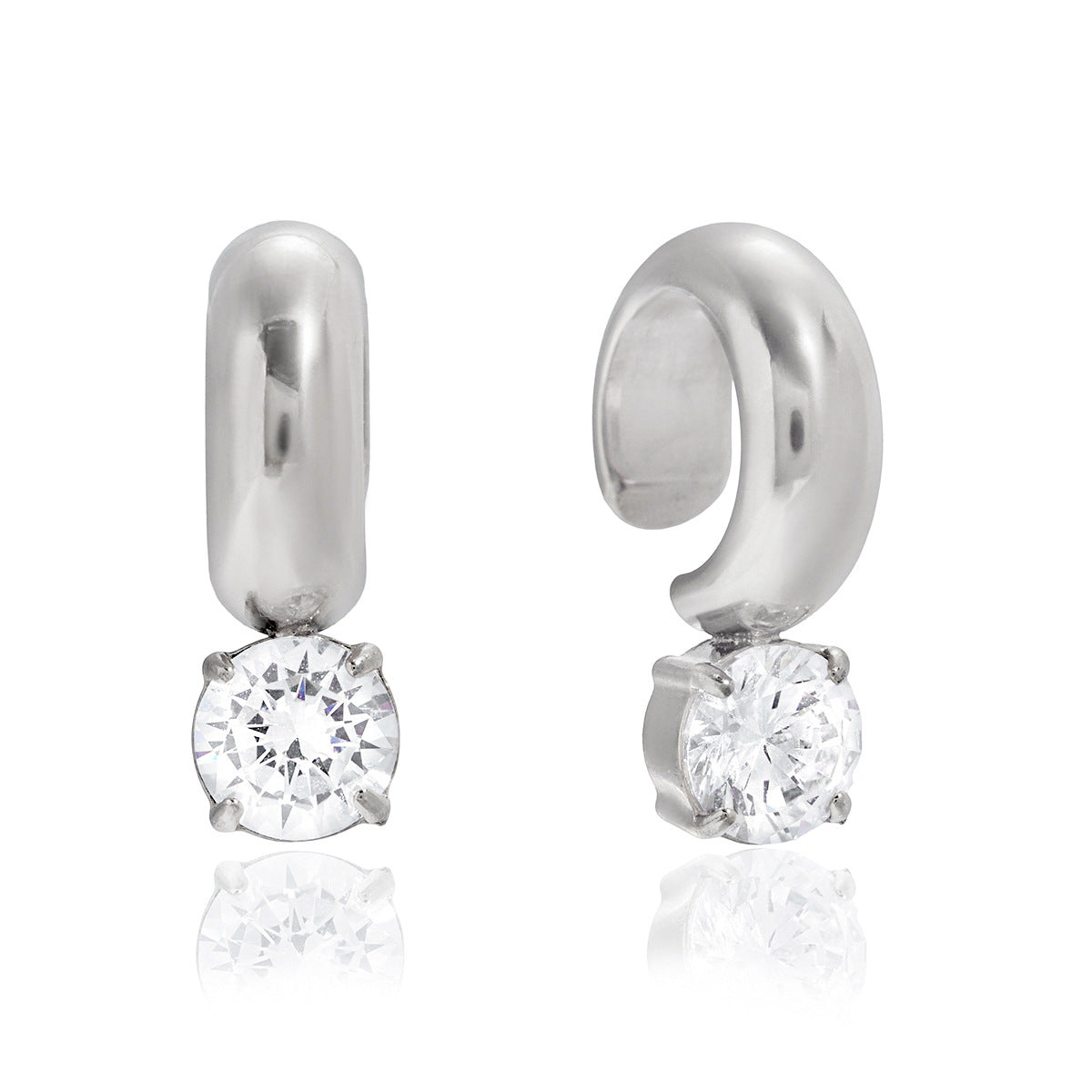 Elegant Geometric Round Stainless Steel Plated Cubic Zirconia Hoop Earrings for Women