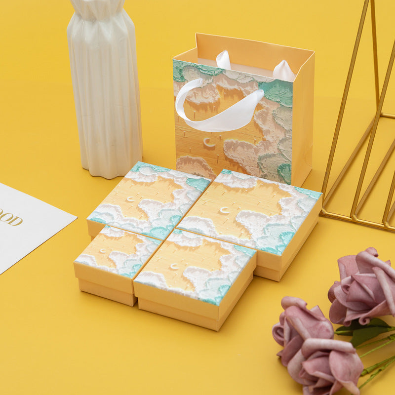Caja de regalo de cartón premium con tapa para empaque de anillos, collares, pulseras y pendientes