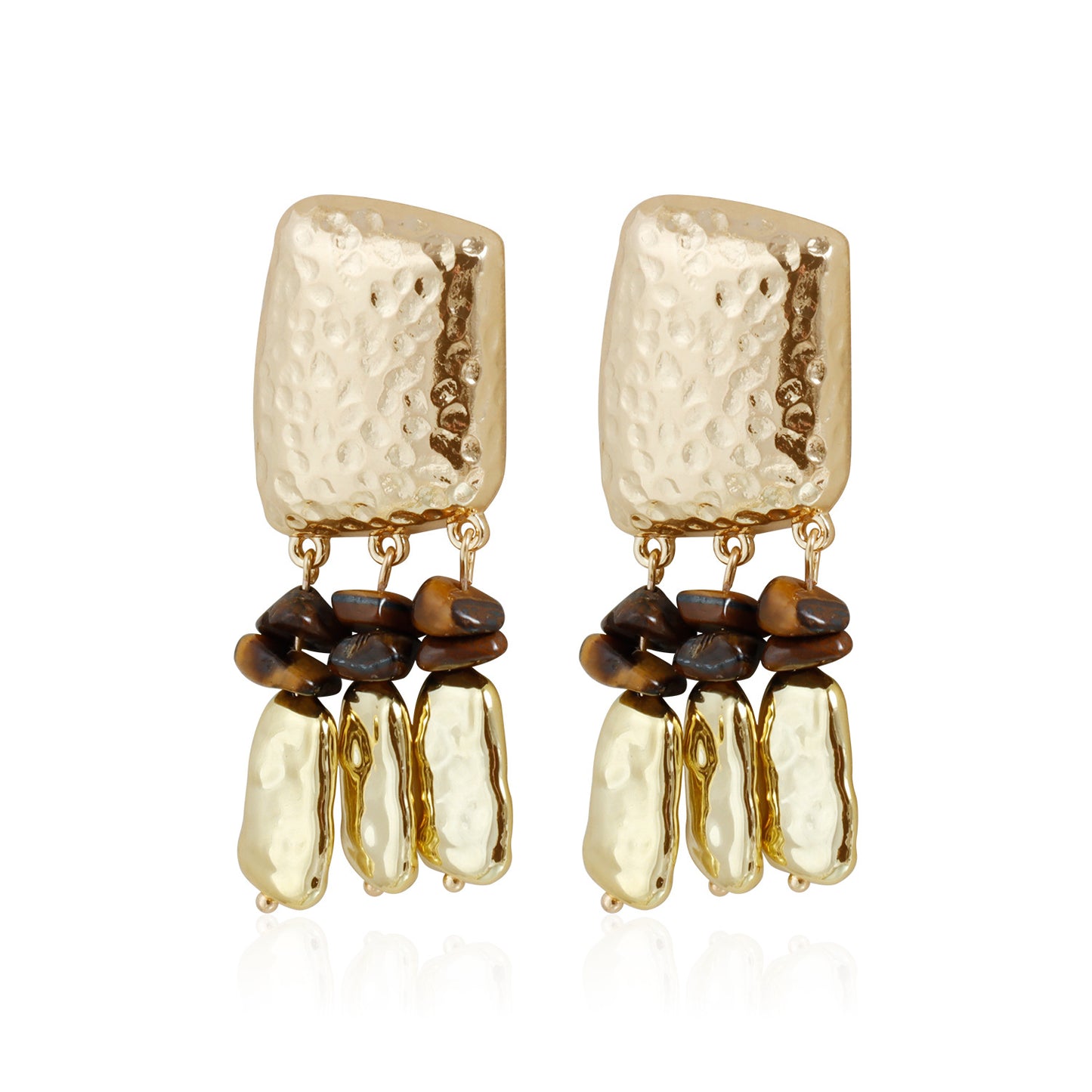 Vintage Geometric Turquoise Inlay Plated Zinc Alloy Stud Earrings for Women