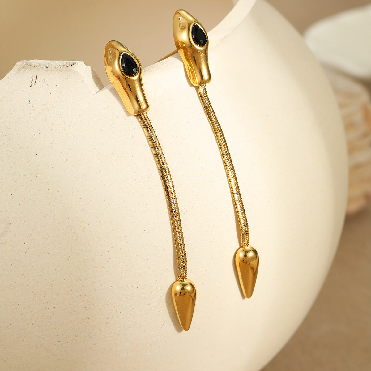 Minimalist Stainless Steel Snake-Shaped Geometric Earrings for Women with Plated Finish