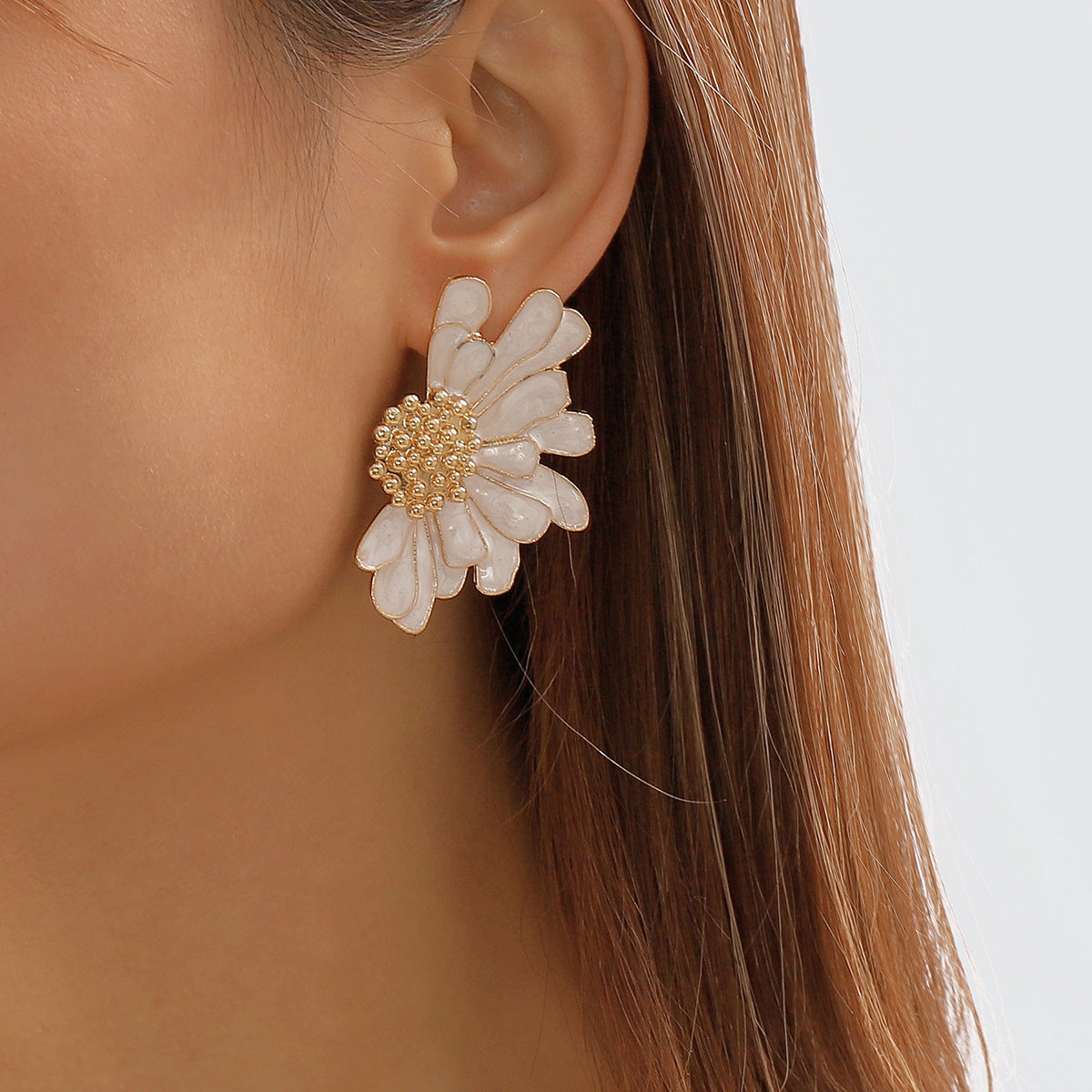 E8418 Pendientes de Aleación Florales Geométricos para Mujer Estilo Vintage Dulce-Genial Joyería Chapada