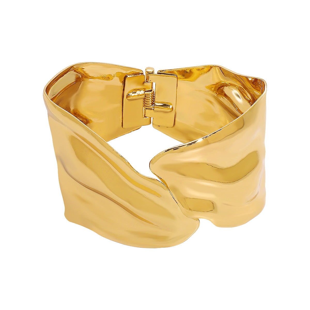 Pulsera Ancha Texturizada Minimalista con Diseño Irregular en Relieve y Hundido en Hierro con Acabado Electrolítico