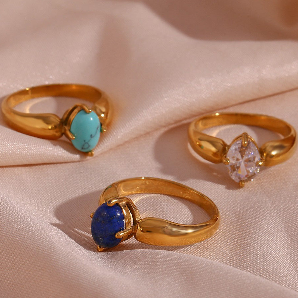 Anillo Minimalista de Acero Inoxidable con Forma de Pétalo Floral y Chapado en Oro de 18K para Mujer