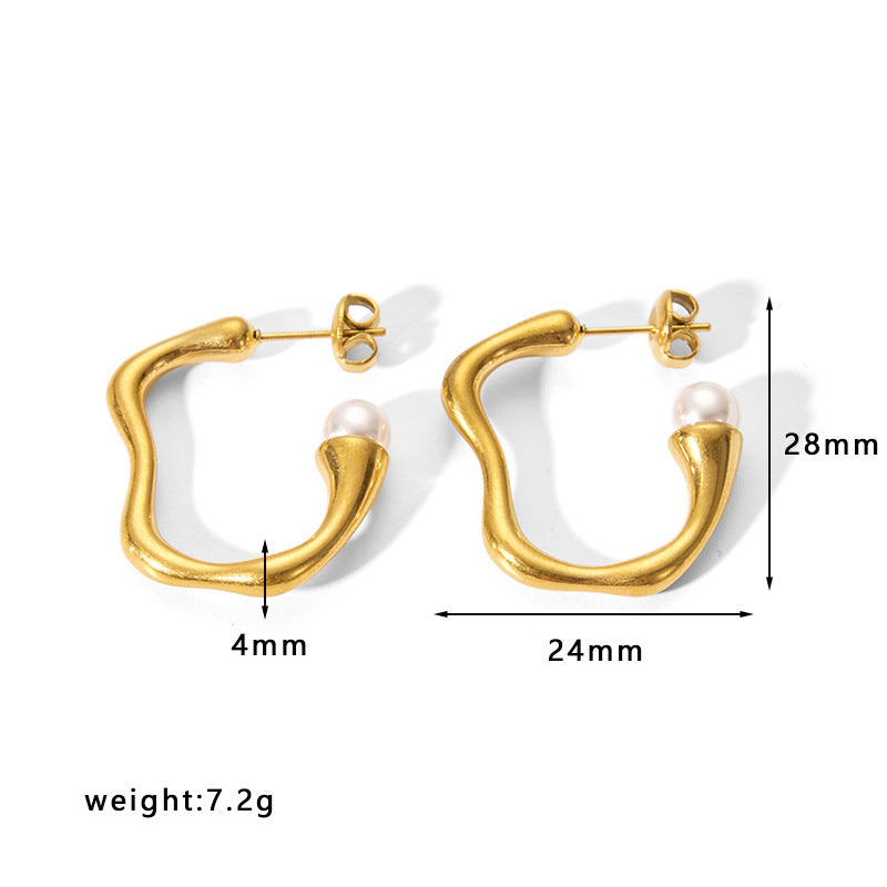 Orecchini a cerchio in acciaio inossidabile con design geometrico minimalista e placcatura, leggeri e lussuosi per donna