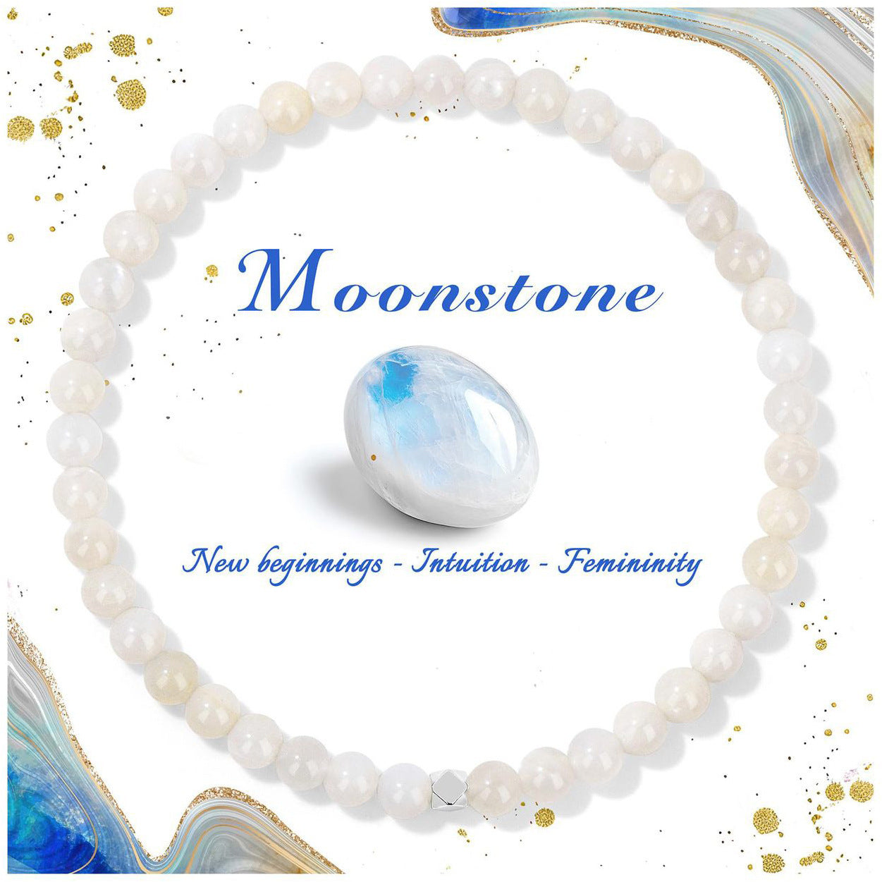 Minimalist Natural Crystal Agate Square Bead Stretch Bracelet for Women