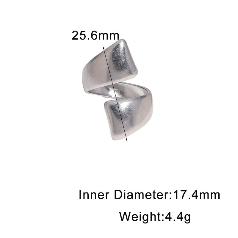 Minimalist Geometric Polished Stainless Steel Open Ring for Women