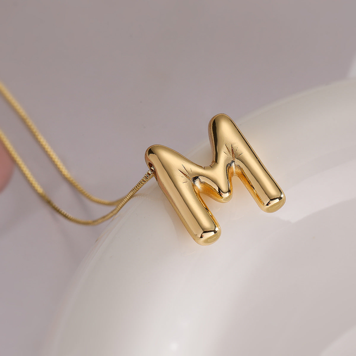 Minimalist Irregular Geometric Letter Balloon Pendant Necklace for Women