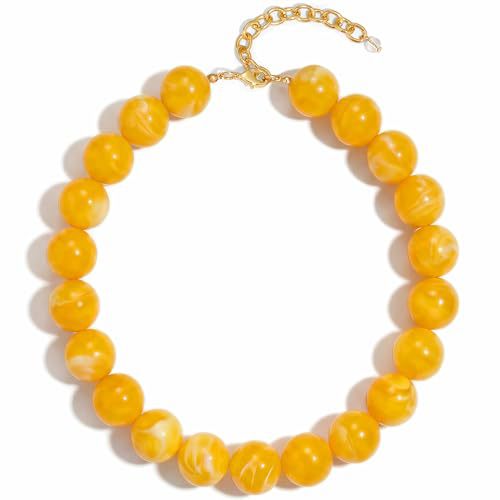 Casual Round Acrylic Bead Necklace Polished Ball Chain Women's Fashion Choker
