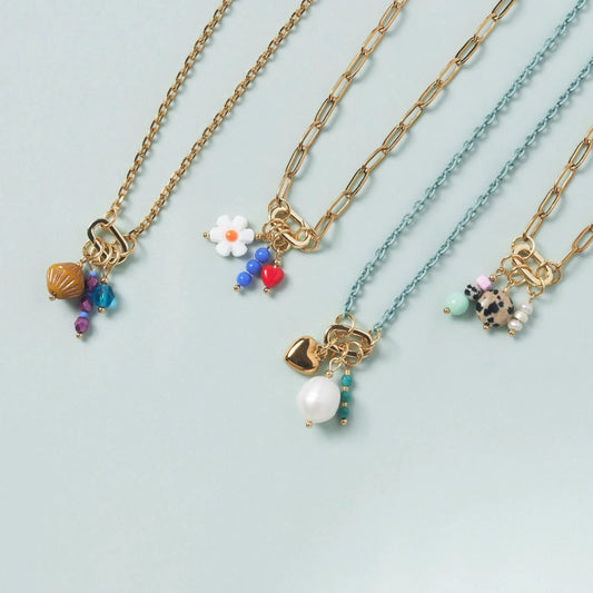 Sweet 18K Gold Plated Brass Heart Floral Pendant Necklace DIY Charm Bar Unisex