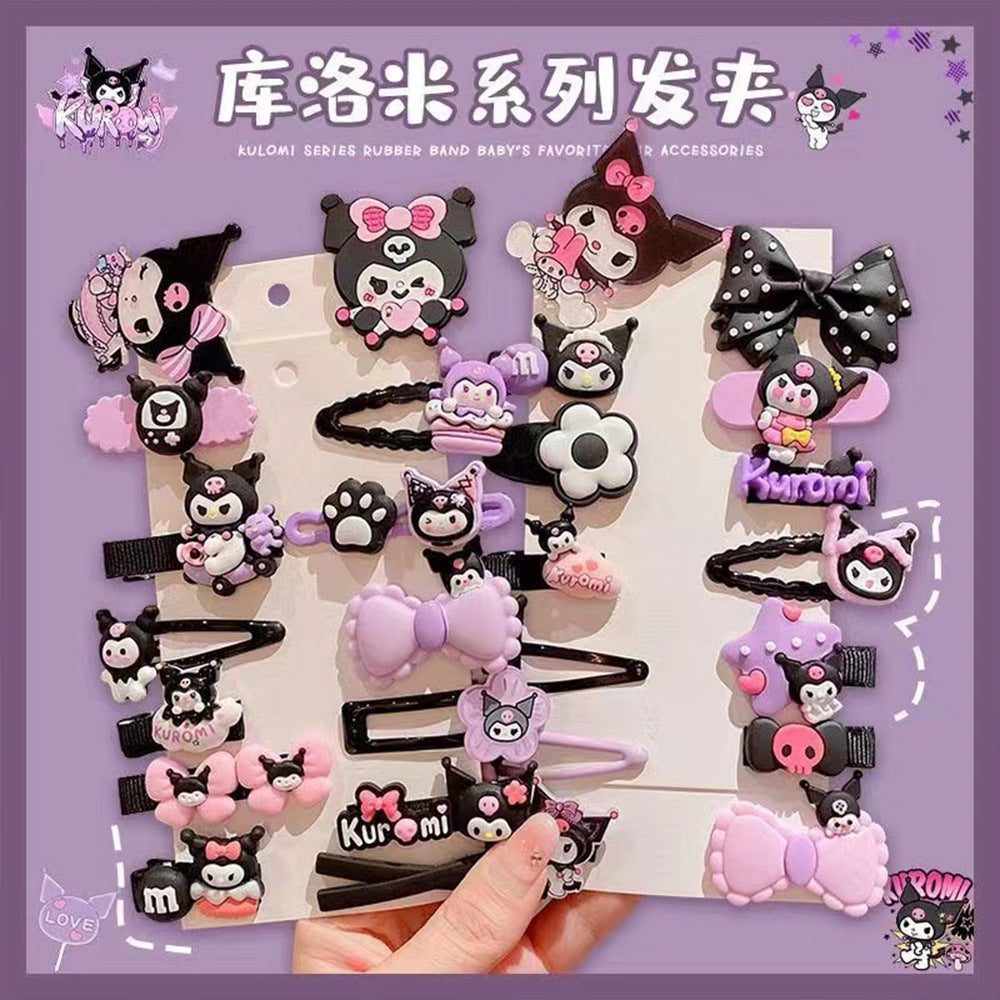 Juego de pinzas para el pelo de personajes de dibujos animados para niñas con material de resina, diseño Kawaii Sanrio Cinnamoroll, pinzas laterales hechas a mano para el verano