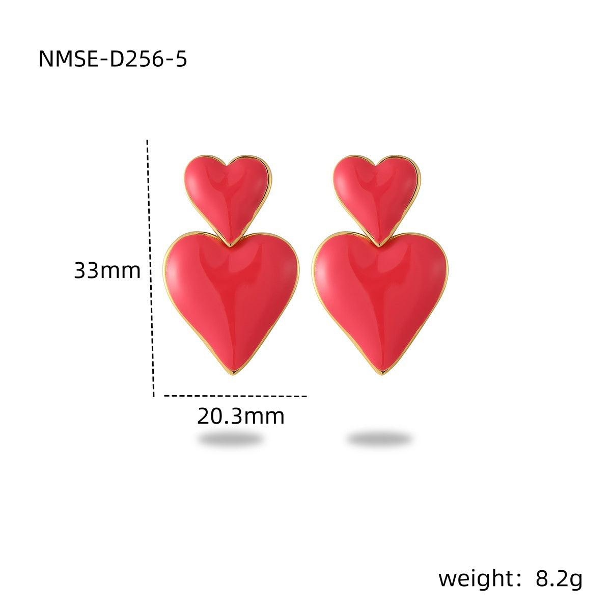 Orecchini da donna alla moda a forma di cuore, in acciaio inossidabile smaltato e placcatura sottovuoto in oro 18 carati