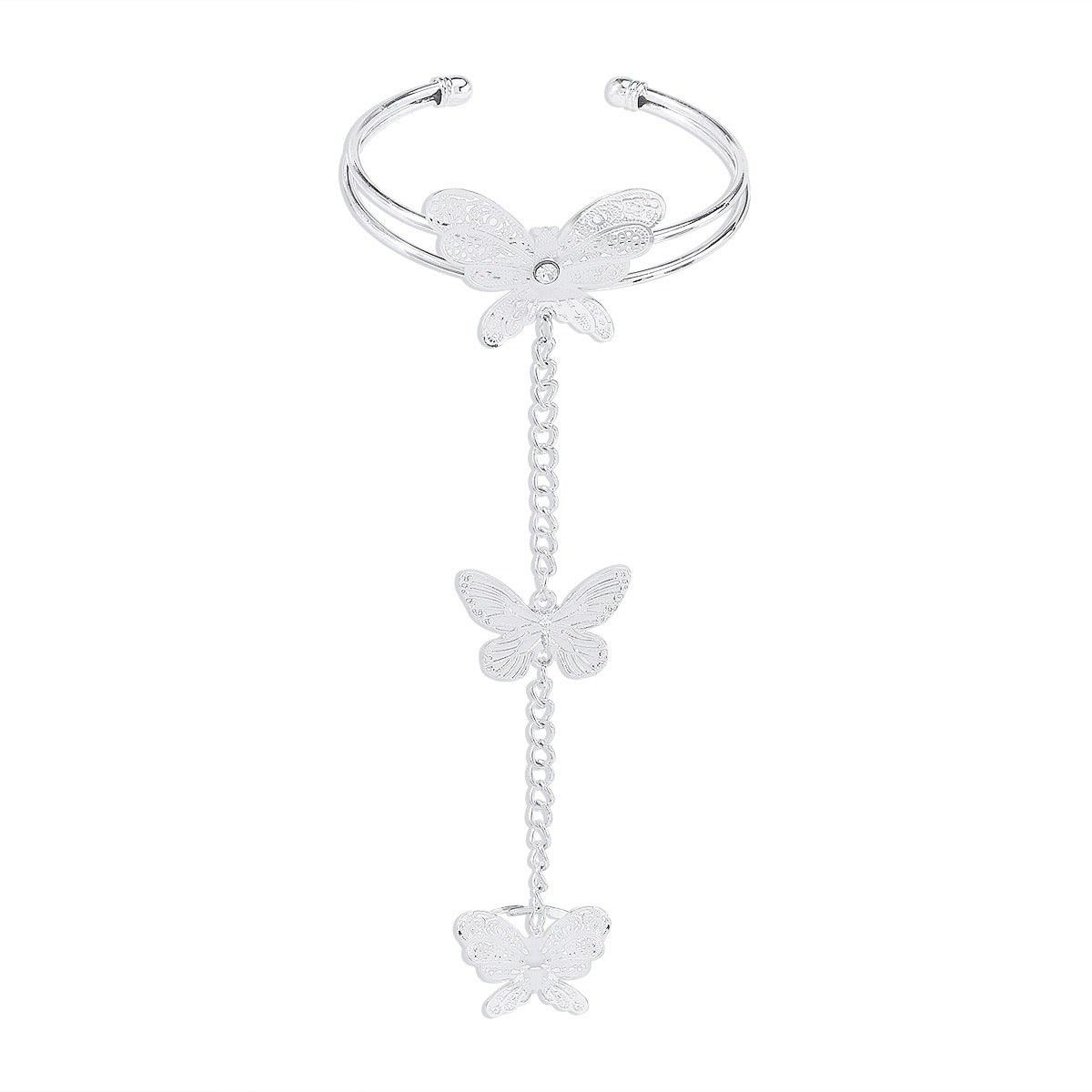 Pulsera gótica geométrica de araña, serpiente y mariposa para mujer con base de aleación chapada y detalles de diamantes de imitación