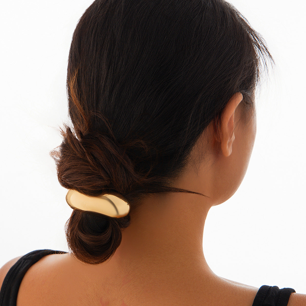 Vintage Punk Irregular Geometric Alloy Plated Double Layer Elastic Hair Clip for Women
