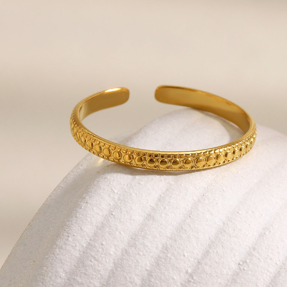 Minimalist Geometric Stainless Steel Ring with 18K Gold Plating for Women