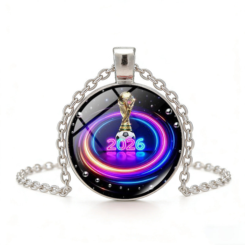 Collana unisex in lega placcata con pendente rotondo casual con cristalli geometrici