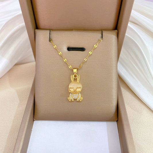 Collar con Colgante de Luna Geométrico Minimalista para Mujer y Hombre de Acero de Titanio con Cadena de Acero Inoxidable