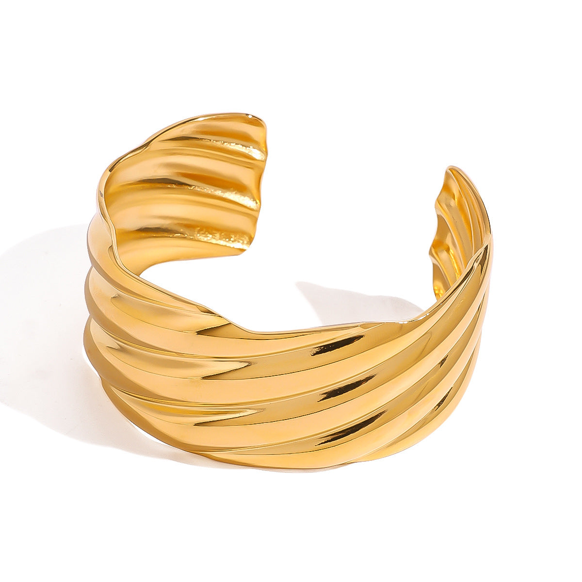 Minimalist Irregular Shape Stainless Steel Plated Bracelet with 18K Gold Finish for Women