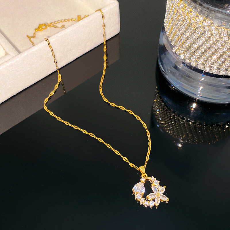 Sweet Sporty Heart Titanium Steel Plated Necklace with Brass Pendant for Unisex