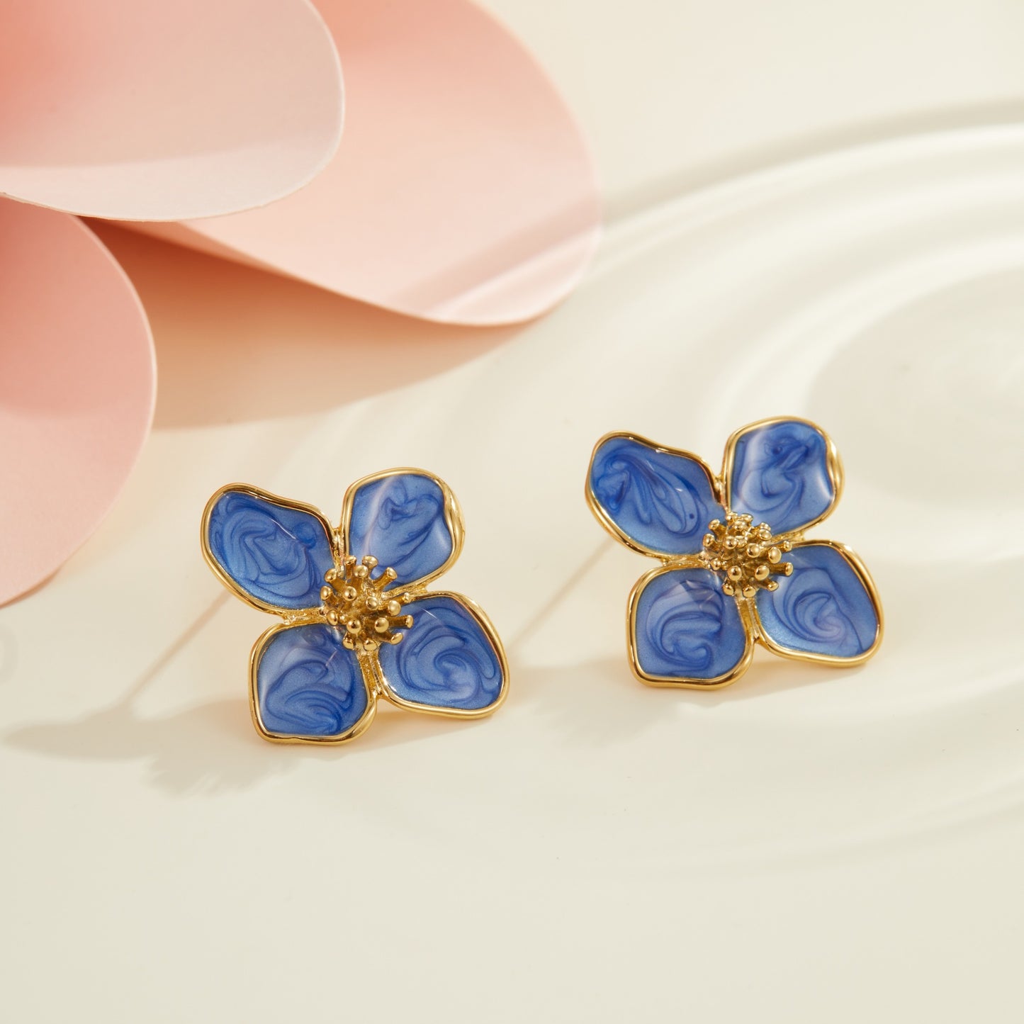 Orecchini da donna in acciaio inossidabile smaltato, vintage, minimalisti, con motivi floreali e geometrici