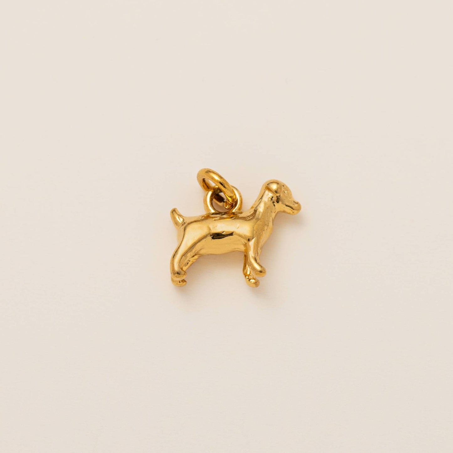 Vintage 18K Gold Plated Stainless Steel Animal Dog Pendant Charm Bar PVD Coated