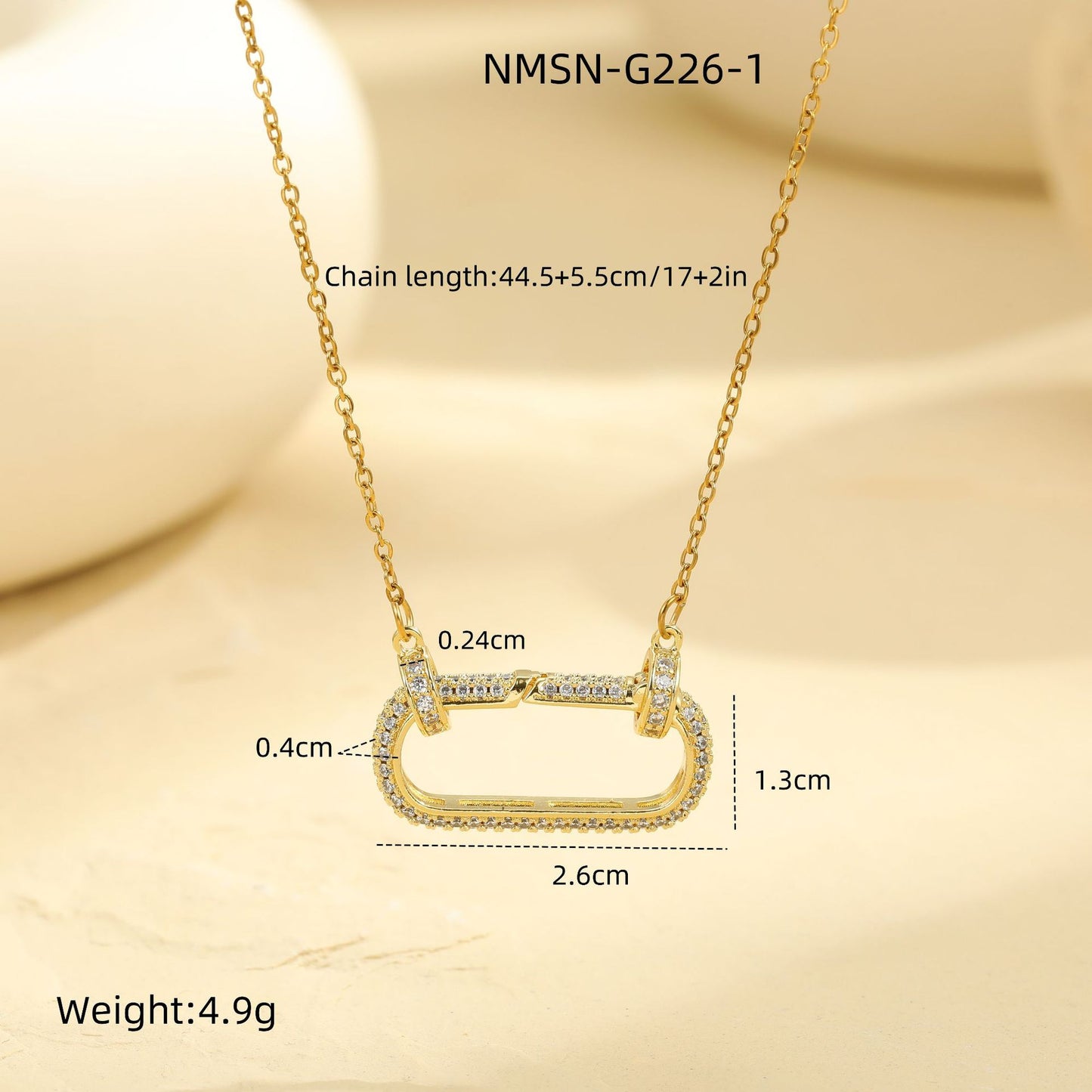 Fashionable Oval Stainless Steel Plated Necklace with Rhinestone Inlay for Women Minimalist Geometric Clavicle Chain