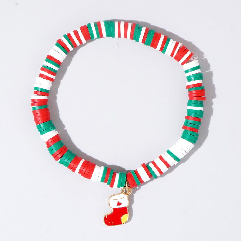 Sweet Handmade Resin Letter Geometric Beaded Bracelet Set Christmas Gift