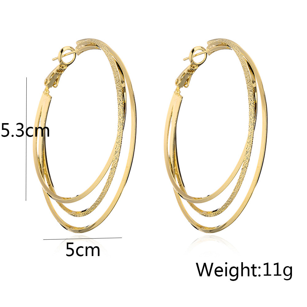 Orecchini a cerchio grandi geometrici minimalisti da donna in rame con placcatura in oro 18 carati
