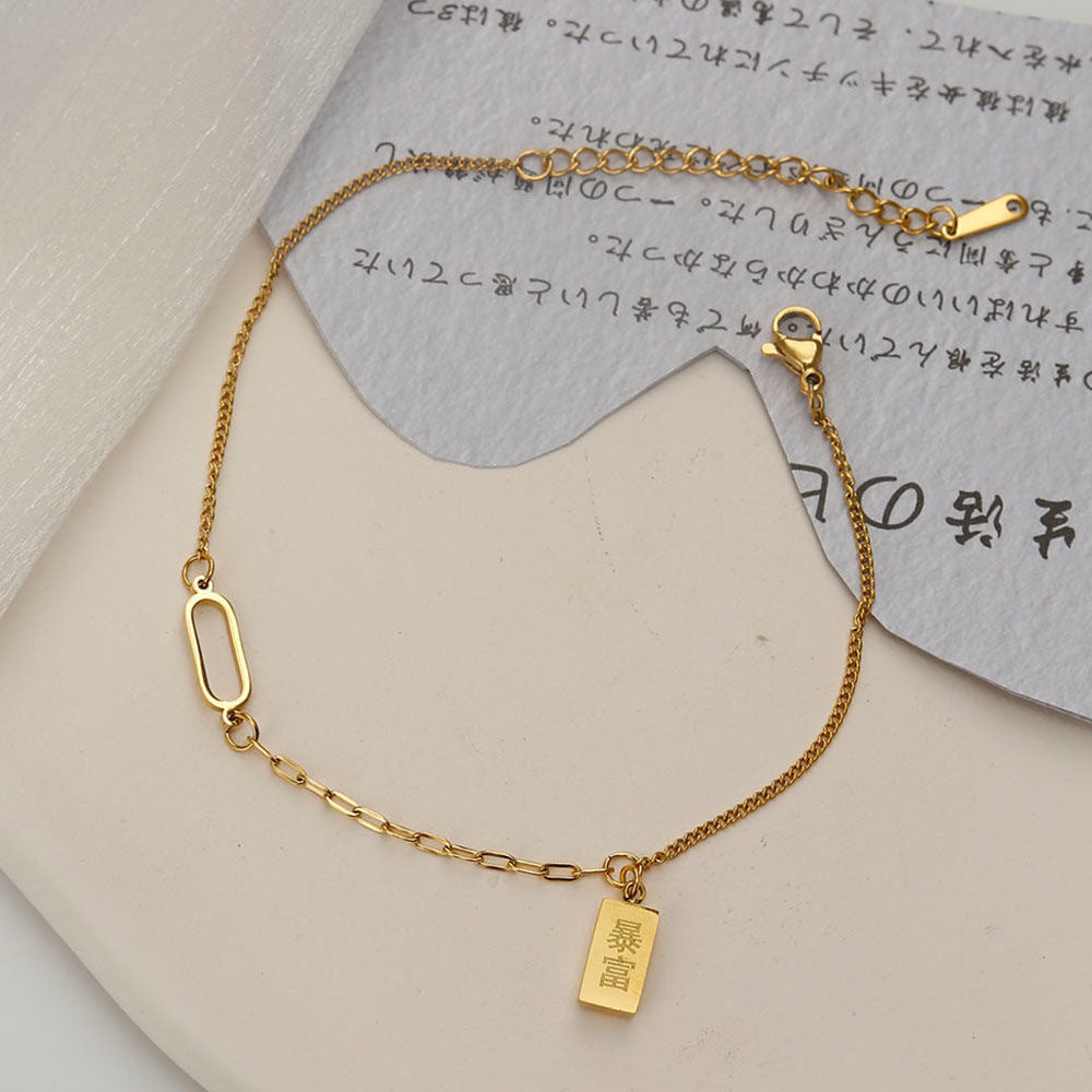 Minimalist Geometric Titanium Steel Anklet for Women with Luxe Gold-Plated Finish, Hypoallergenic and Fade-Resistant