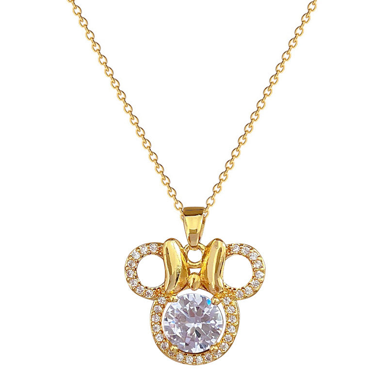 Collana con Pendente Lusso Farfalla Strass Catena Acciaio Titanio Geometrica Dolce Clavicola