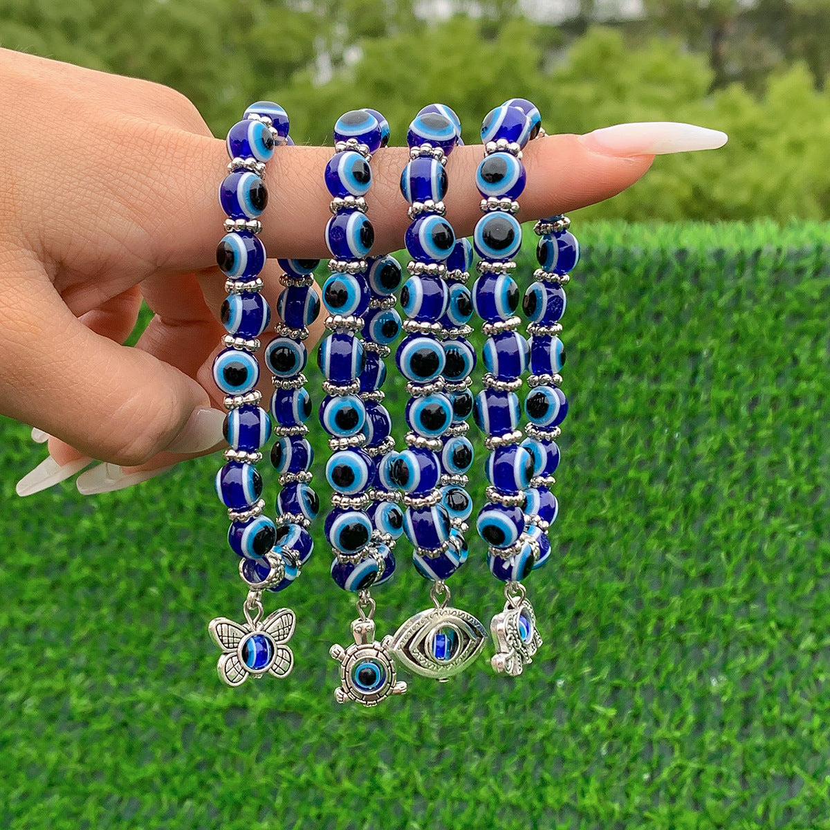 Minimalist Ethnic Acrylic Butterfly Evil Eye Beaded Bracelet for Women