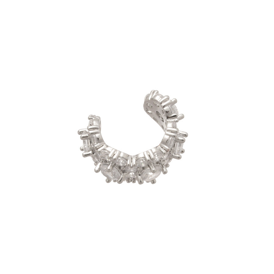 Orecchini a clip per donna minimalisti in zircone brillante rotondi a forma geometrica in rame, accessorio di lusso alla moda