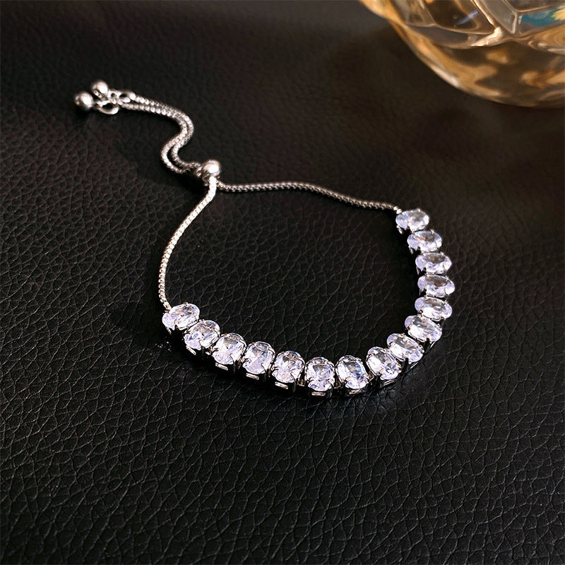 Luxury Elegant Geometric Alloy Plated Bracelet with Cubic Zirconia for Women