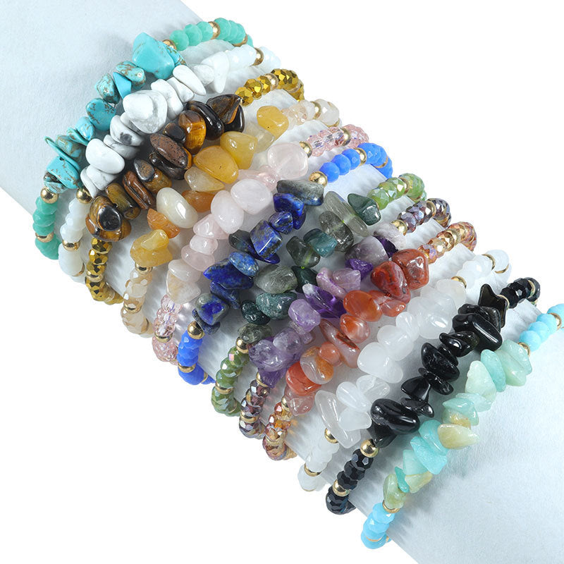 Bohemian Vintage Geometric Natural Crystal Chip Bracelet Unisex Handmade Friendship Jewelry