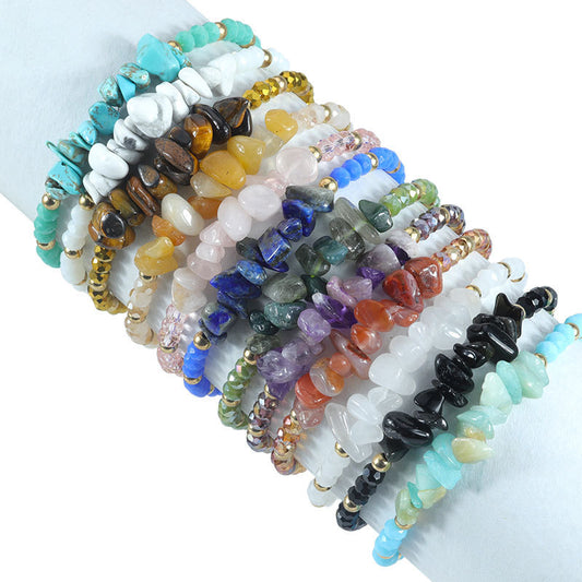 Bohemian Vintage Geometric Natural Crystal Chip Bracelet Unisex Handmade Friendship Jewelry